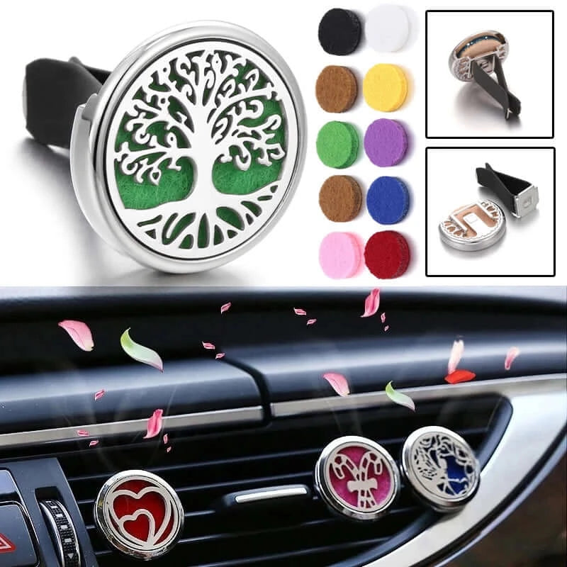 Clip diffuseur d'huiles essentielles Aromah pour voiture, design élégant et pratique.